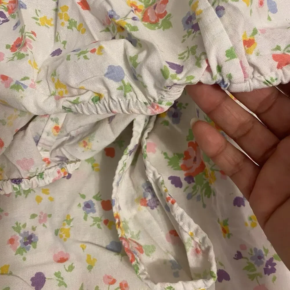 VTG Cotton Blend Twin Fitted Sheet Floral Country Home Cottage 39x79” Mattress